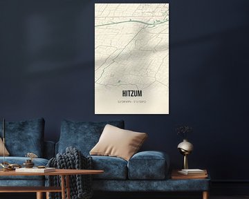 Vintage landkaart van Hitzum (Fryslan) van Rezona