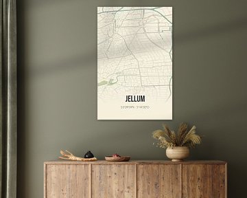 Vintage landkaart van Jellum (Fryslan) van MijnStadsPoster