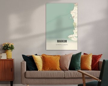 Vintage landkaart van Makkum (Fryslan) van Rezona