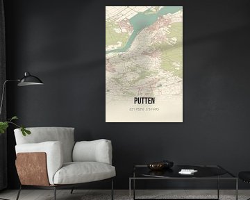 Vintage landkaart van Putten (Gelderland) van MijnStadsPoster