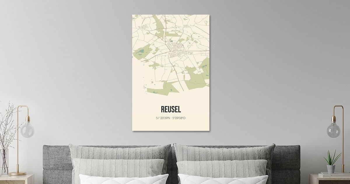 Vintage map of Reusel (North Brabant) by MyCityPoster on canvas, poster ...