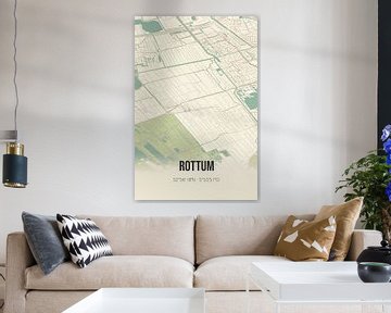 Vintage landkaart van Rottum (Fryslan) van MijnStadsPoster