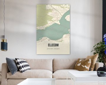Vintage landkaart van Ellecom (Gelderland) van Rezona