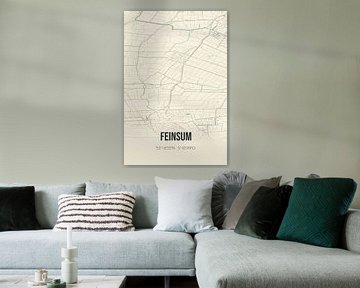 Vintage map of Feinsum (Fryslan) by Rezona
