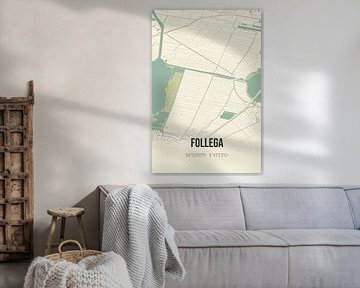 Vintage landkaart van Follega (Fryslan) van Rezona