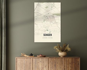 Vintage landkaart van Schagen (Noord-Holland) van MijnStadsPoster