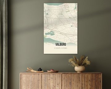 Vintage landkaart van Valburg (Gelderland) van MijnStadsPoster