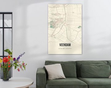 Vintage landkaart van Veendam (Groningen) van MijnStadsPoster