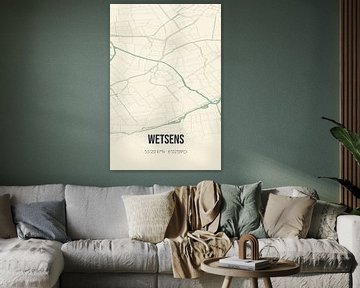 Vintage landkaart van Wetsens (Fryslan) van Rezona