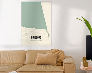 Vintage landkaart van Drieborg (Groningen) van Rezona