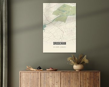 Vintage landkaart van Drogeham (Fryslan) van Rezona