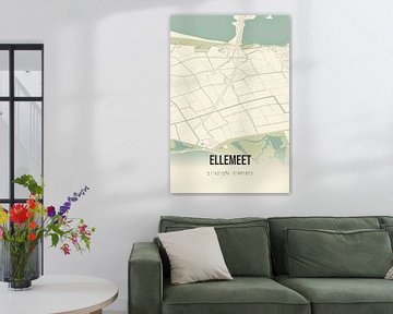 Vintage landkaart van Ellemeet (Zeeland) van Rezona