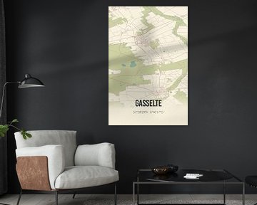 Vintage landkaart van Gasselte (Drenthe) van Rezona
