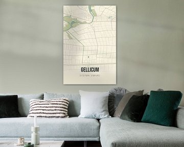 Vintage landkaart van Gellicum (Gelderland) van Rezona