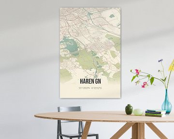 Vintage landkaart van Haren Gn (Groningen) van MijnStadsPoster