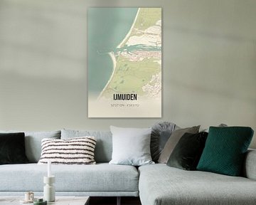 Vintage landkaart van IJmuiden (Noord-Holland) van MijnStadsPoster
