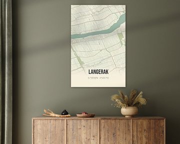 Vintage landkaart van Langerak (Zuid-Holland) van MijnStadsPoster