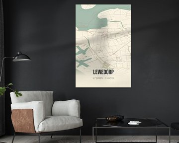 Vintage landkaart van Lewedorp (Zeeland) van Rezona