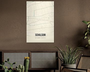 Vintage landkaart van Schalsum (Fryslan) van Rezona