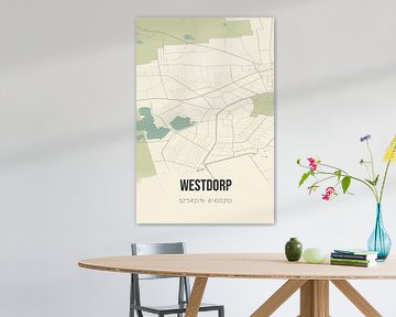 Vintage landkaart van Westdorp (Drenthe) van Rezona