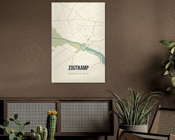 Vintage landkaart van Zoutkamp (Groningen) van MijnStadsPoster