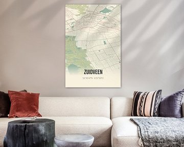 Vintage landkaart van Zuidveen (Overijssel) van MijnStadsPoster