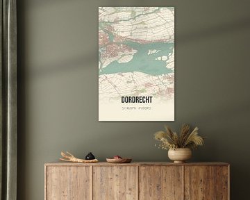 Vintage landkaart van Dordrecht (Zuid-Holland) van MijnStadsPoster