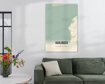 Vintage landkaart van Harlingen (Fryslan) van Rezona