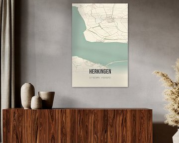Vintage landkaart van Herkingen (Zuid-Holland) van Rezona