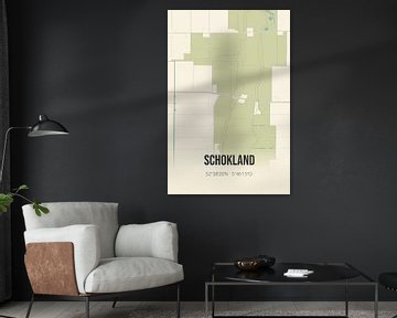 Vintage landkaart van Schokland (Flevoland) van MijnStadsPoster