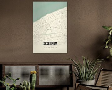 Vintage landkaart van Sexbierum (Fryslan) van Rezona