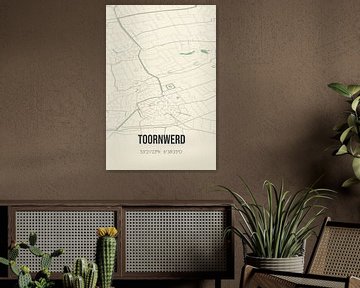 Vintage map of Toornwerd (Groningen) by Rezona