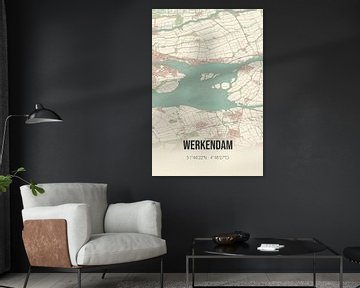 Vintage landkaart van Werkendam (Noord-Brabant) van Rezona