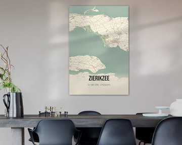 Vintage landkaart van Zierikzee (Zeeland) van Rezona
