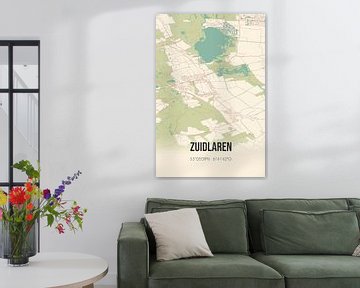 Vintage landkaart van Zuidlaren (Drenthe) van Rezona