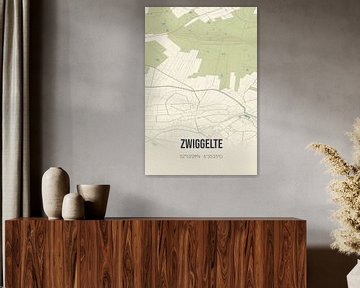 Vintage landkaart van Zwiggelte (Drenthe) van MijnStadsPoster