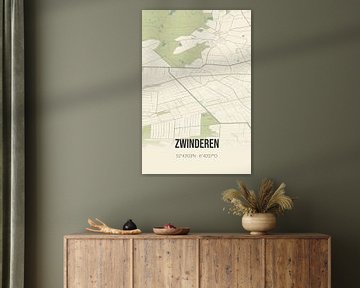 Carte vintage de Zwinderen (Drenthe) sur Rezona