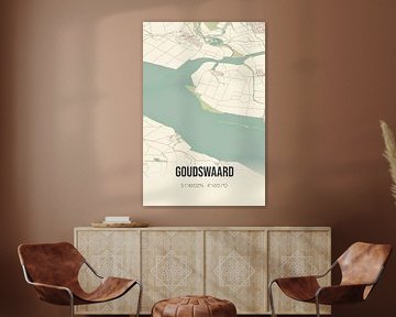 Vintage landkaart van Goudswaard (Zuid-Holland) van MijnStadsPoster