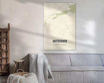 Vintage landkaart van Guttecoven (Limburg) van Rezona