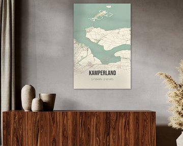 Vintage landkaart van Kamperland (Zeeland) van MijnStadsPoster