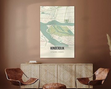 Vintage landkaart van Kinderdijk (Zuid-Holland) van MijnStadsPoster