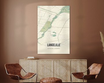 Vintage landkaart van Langelille (Fryslan) van Rezona