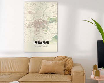 Vintage landkaart van Leeuwarden (Fryslan) van Rezona