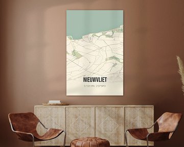 Vintage landkaart van Nieuwvliet (Zeeland) van MijnStadsPoster