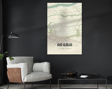 Vintage map of Oud-Alblas (South Holland) by Rezona