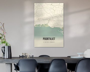 Vintage landkaart van Poortvliet (Zeeland) van Rezona