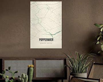 Vintage landkaart van Poppenwier (Fryslan) van MijnStadsPoster