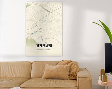 Vintage map of Veelerveen (Groningen) by Rezona