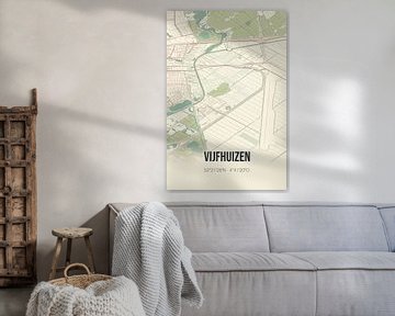 Vintage landkaart van Vijfhuizen (Noord-Holland) van Rezona