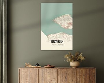Vintage landkaart van Vlissingen (Zeeland) van Rezona